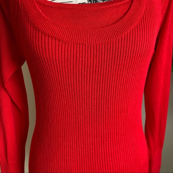 Anthropologie Jamie Open Shoulder Long Sleeve Knit Top Red Sz M - Picture 5 of 14
